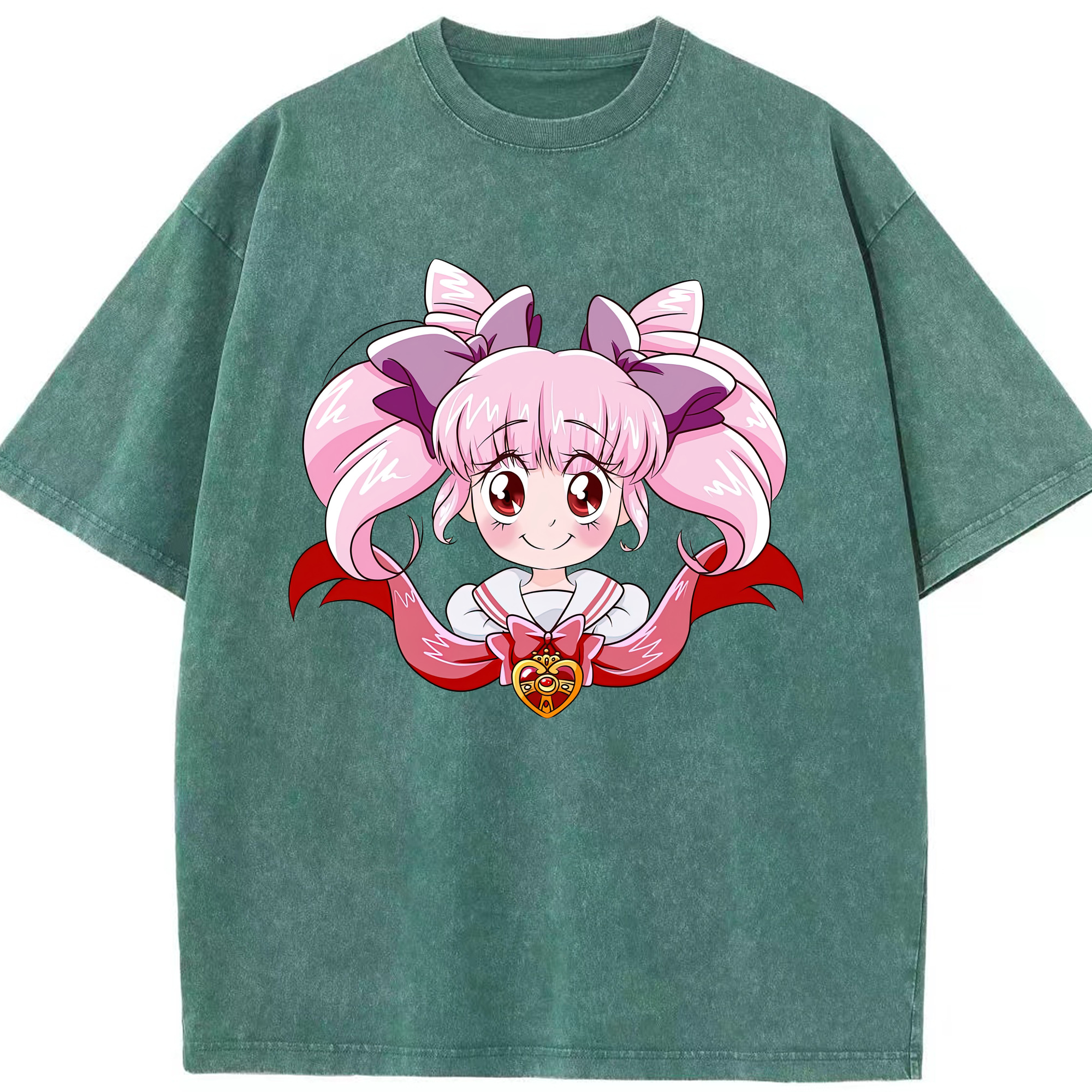 （画像用） 美少女戦士セーラームーン ちびうさ Sailor Moon Chibiusa Tsukino Usagi Small Lady Serenity 綿100% ヴィンテージ風 半袖Tシャツ（フロントプリント）